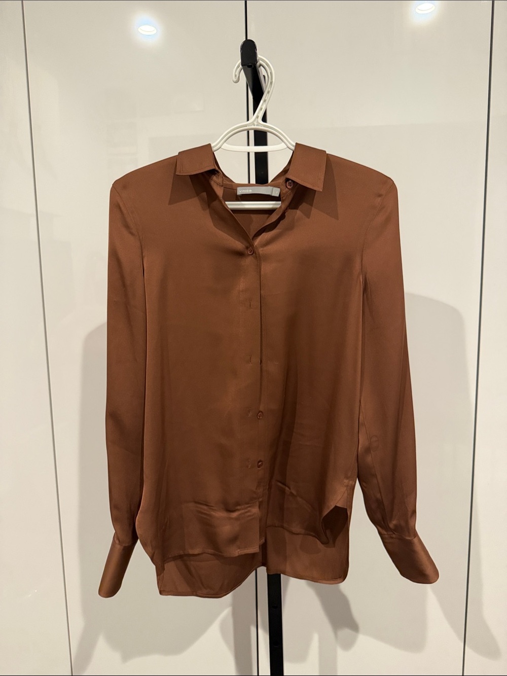 Vince Silky Brown Button-Front Women's Blouse